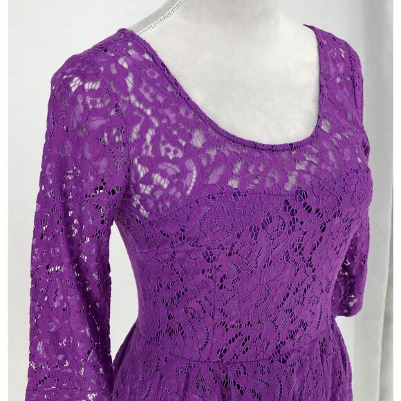 Betsey Johnson Dress Womens 2 Purple Lace Fit n Flare Lined Pleated Skirt - Picture 6 of 14